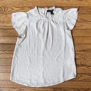 Forever 21 Cream Ruffle Neck Blouse